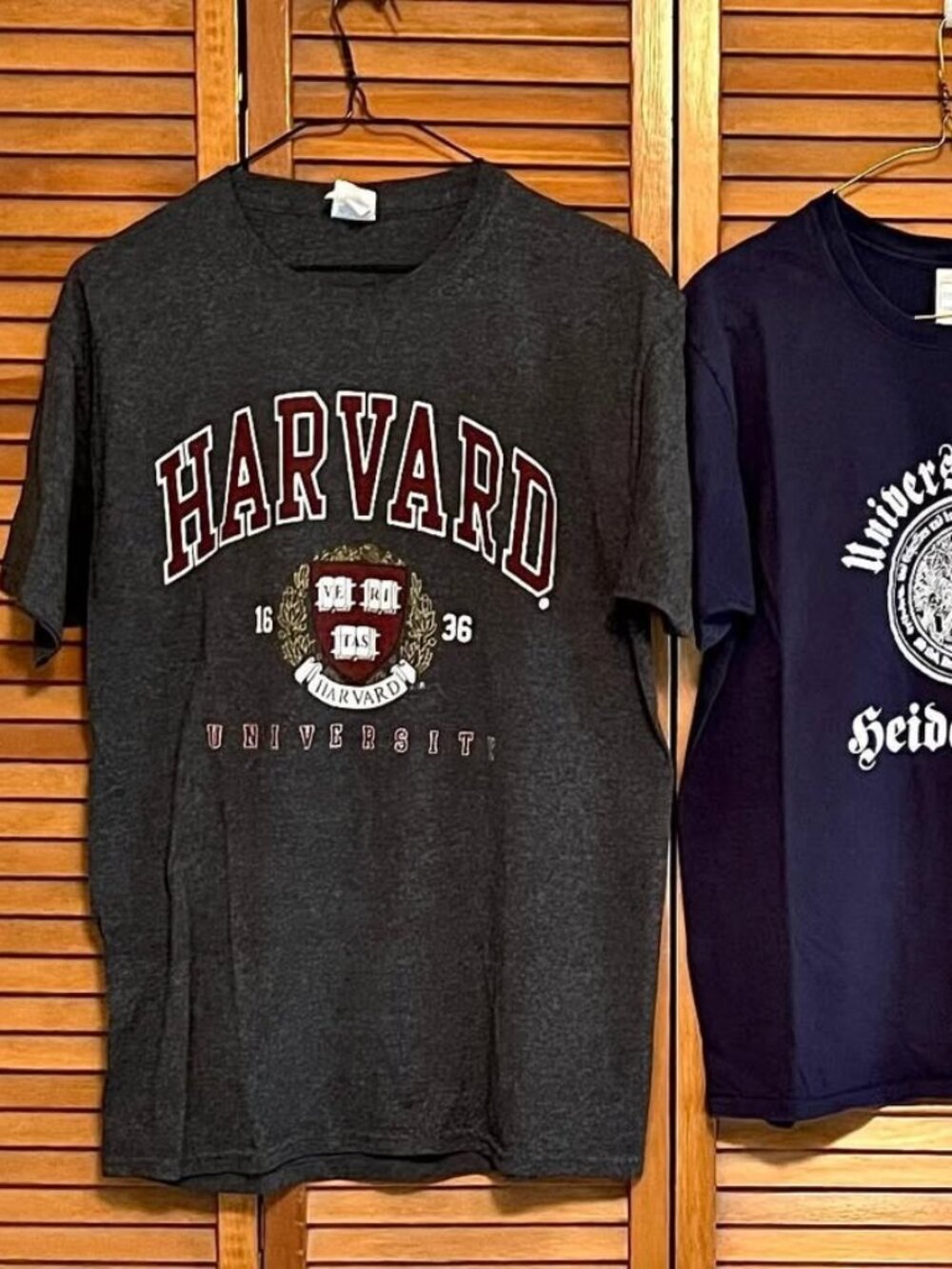2 College Tees: Harvard University and University of Heidelberg Germany